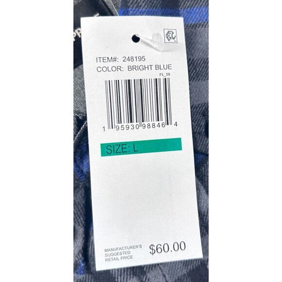 Weatherproof Plaid Button-Down Shirt Men's Large Blue and Gray New With Tags - Picture 9 of 11